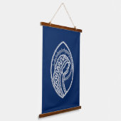 賛美ヴァージンメアリー、ホワイトレース、ネイビーブルー 吊り下げ型タペストリー (傾斜あり)