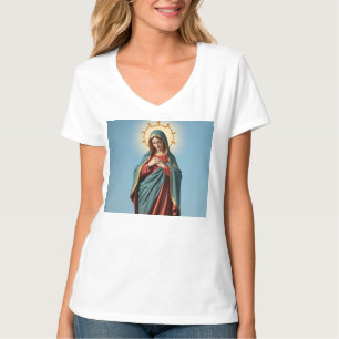 賛美ヴァージンメアリ女子VネックTシャツ Tシャツ
