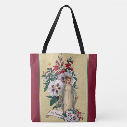賛美ヴァージンメアリ宗教フローラアベマリア トートバッグ (正面)
