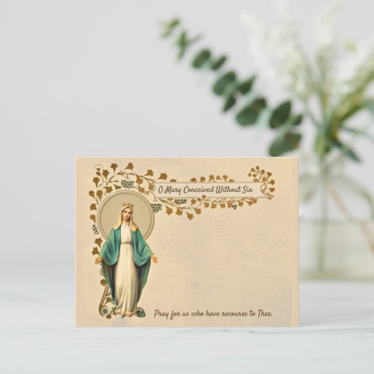 賛美ヴァージンメアリ祈りの言葉宗教 シーズンポストカード (スタンド正面)