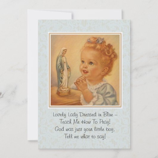 賛美ヴァージンメアリ・カトリック祈りの言葉詩カード 招待状 (正面)