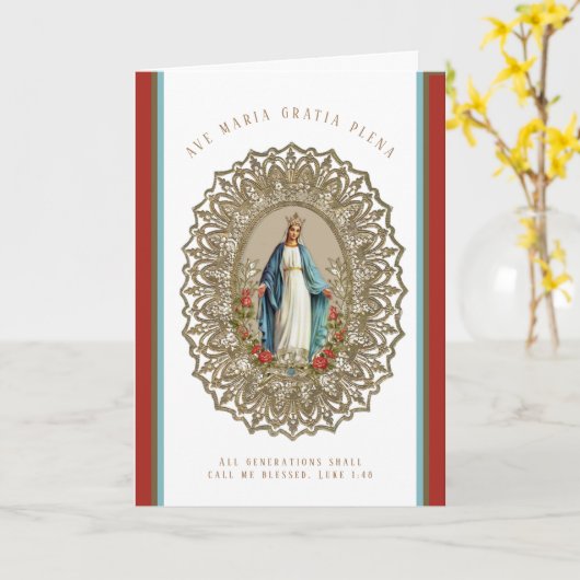 賛美ヴァージン聖母マリアカトリックヴィンテージフローラ  カード (黄色い花)