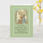 賛美ヴァージン・メアリーがベビー・イエスを祈りの言葉で保持 カード (黄色い花)