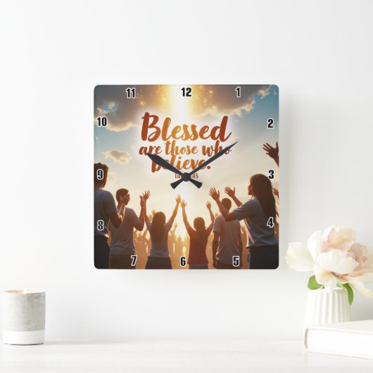 賛美人は信じ人だ スクエア壁時計 (ホーム)