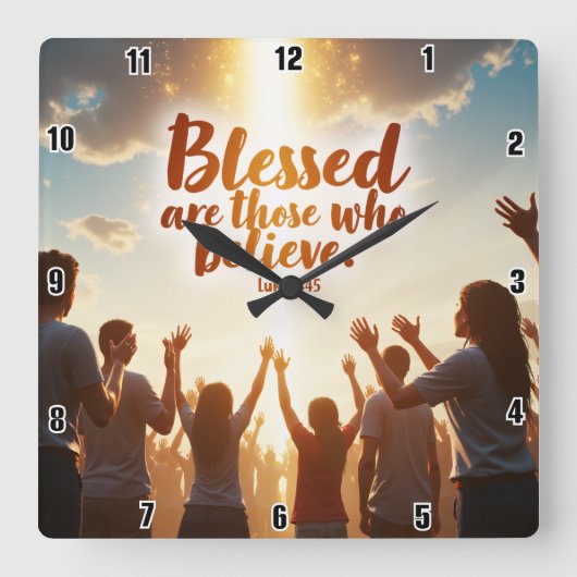 賛美人は信じ人だ スクエア壁時計 (正面)