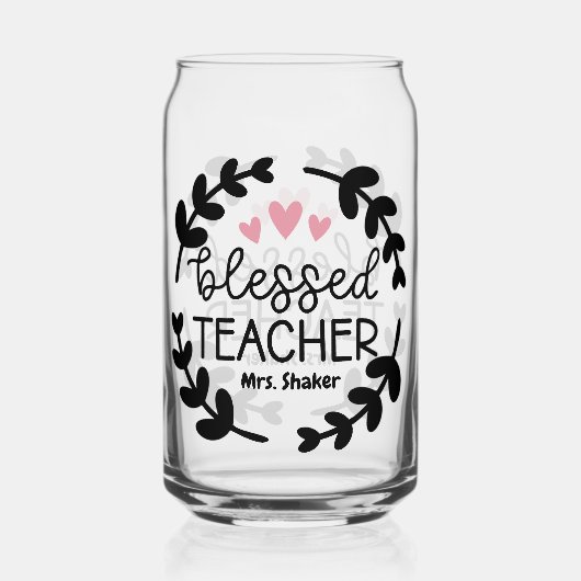 賛美先生名前をカスタムする先生評価 ガラス缶 (正面)