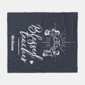 賛美先生園長 フリースブランケット (正面(横))