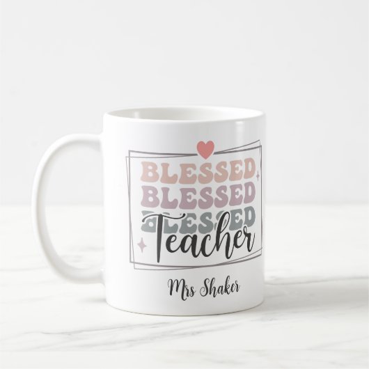 賛美先生鑑賞名前をカスタムするありがとう コーヒーマグカップ (左)