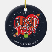 賛美学校先生ハートペンシルアップルカスタム セラミックオーナメント (裏面)