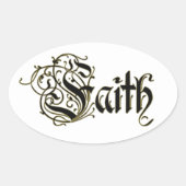 賛美感謝の金ゴールドの信仰はイエスを越える 楕円形シール (正面)