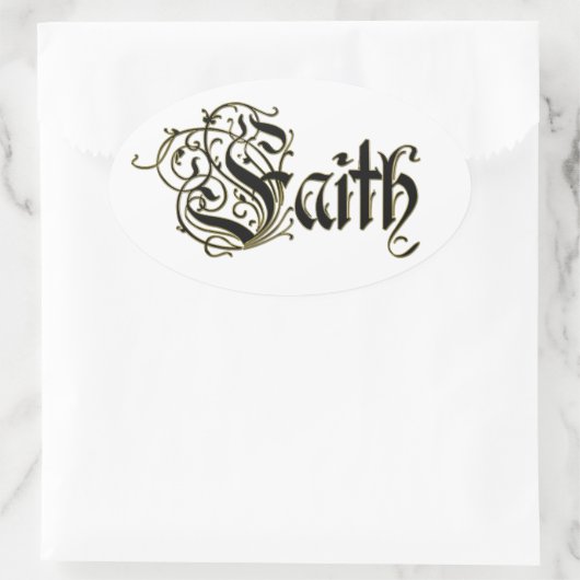 賛美感謝の金ゴールドの信仰はイエスを越える 楕円形シール (バッグ)