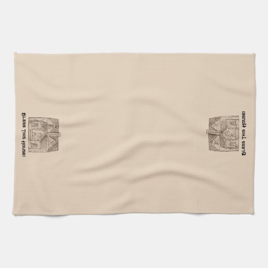 賛美文字と画像テンプレート60 x 104付きこの家 キッチンタオル (横)