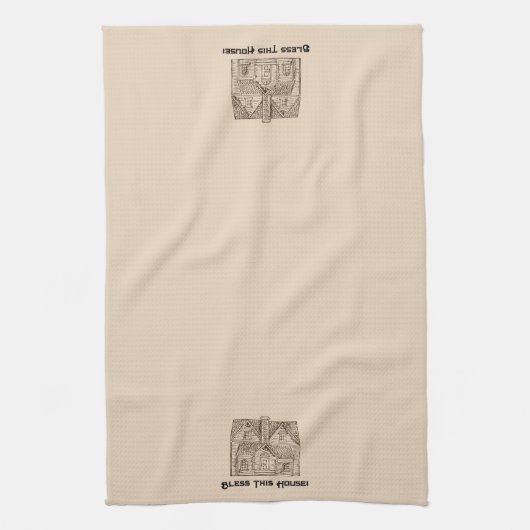 賛美文字と画像テンプレート60 x 104付きこの家 キッチンタオル (縦)