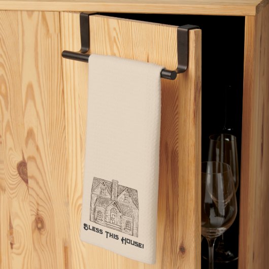 賛美文字と画像テンプレート60 x 104付きこの家 キッチンタオル (三つ折り)