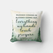 賛美来入り&出かけ、緑の水色 クッション (正面)