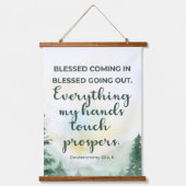 賛美来入り&出かけ、緑の水色 吊り下げ型タペストリー (正面)