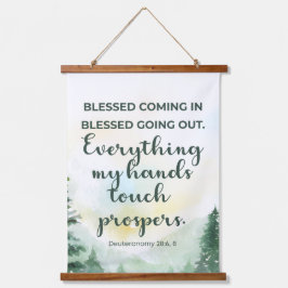 賛美来入り&出かけ、緑の水色 吊り下げ型タペストリー