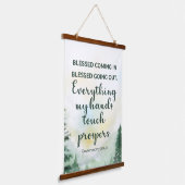 賛美来入り&出かけ、緑の水色 吊り下げ型タペストリー (傾斜あり)