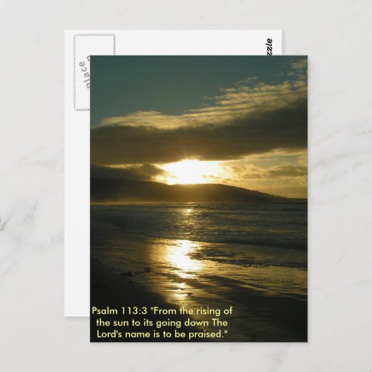 賛美歌の113:3の日没の聖書の文字 ポストカード (正面/裏面)