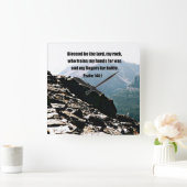 賛美歌の144:1 Blessed主…です スクエア壁時計 (ホーム)