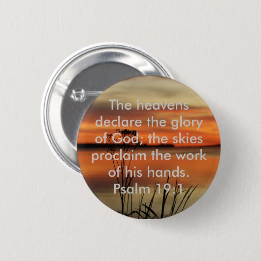 賛美歌の19:1の聖書の聖なる書物、経典の天国は栄光を宣言します 缶バッジ (正面&裏面)