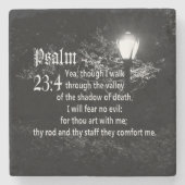 賛美歌の23:4の聖書の詩のカスタムなキリスト教のギフト ストーンコースター (正面)