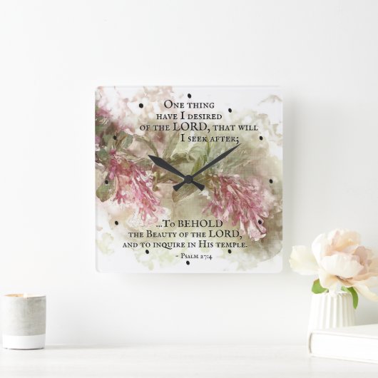 賛美歌の27:4私が主から頼む1つの事、聖書 スクエア壁時計 (ホーム)