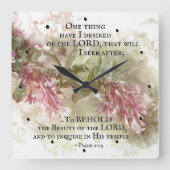賛美歌の27:4私が主から頼む1つの事、聖書 スクエア壁時計 (正面)