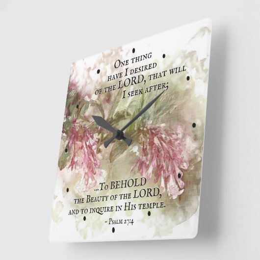 賛美歌の27:4私が主から頼む1つの事、聖書 スクエア壁時計 (傾斜)