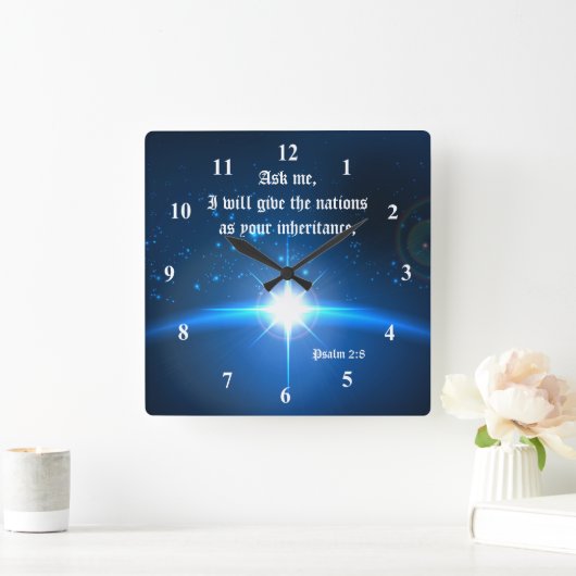 賛美歌の2:8私はあなたの遺産として国家を与えます スクエア壁時計 (ホーム)