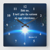 賛美歌の2:8私はあなたの遺産として国家を与えます スクエア壁時計 (正面)