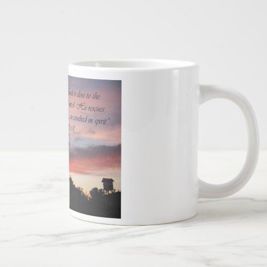 賛美歌の34:18の勇気付けられるのマグ ジャンボコーヒーマグカップ (右)