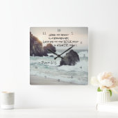 賛美歌の61:2はより高い石に私を導きます スクエア壁時計 (ホーム)