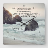 賛美歌の61:2はより高い石に私を導きます スクエア壁時計 (正面)