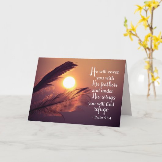 賛美歌の91:4彼は彼の羽で覆います カード (黄色い花)