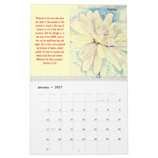 「賛美歌及び水彩画」のカレンダー カレンダー (1月 2027)