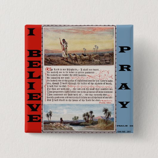 賛美歌23は、主私の羊飼いの祈りの言葉ボタンです 缶バッジ (正面)