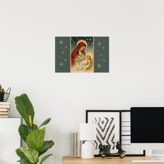 賛美母は子供イエスのクリスマスを持つ ポスター (ホームオフィス)