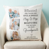 賛美祖父母の孫フォトコラージュ クッション