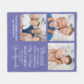 賛美祖父母カスタムモダンのPurple 3写真 フリースブランケット (正面(横))