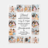 賛美祖父母カスタムモダン写真コラージュ フリースブランケット (正面)