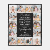 賛美祖父母カスタムモダン写真コラージュ フリースブランケット (正面)