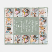 賛美祖父母カスタム写真Sage Green 14 フリースブランケット (正面(横))