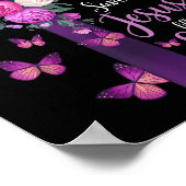 賛美神よ救りイエスパープルフローラ十字架 ポスター (角)