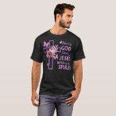 賛美神よ救りイエスパープルフローラ十字架 Tシャツ (正面フル)