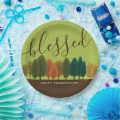 賛美秋の森の植物ライトグリーン ペーパープレート (パーティー)