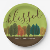 賛美秋の森の植物ライトグリーン ペーパープレート (正面)