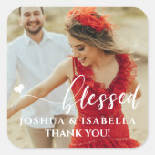 賛美結婚ブライダルの好意ステッカー スクエアシール (正面)