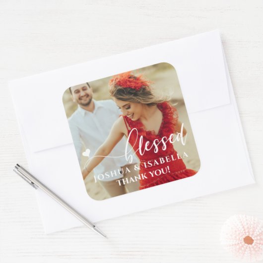 賛美結婚ブライダルの好意ステッカー スクエアシール (封筒)