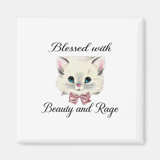 賛美美しいと怒りにかわいい可愛い猫顔 マグネット (正面)